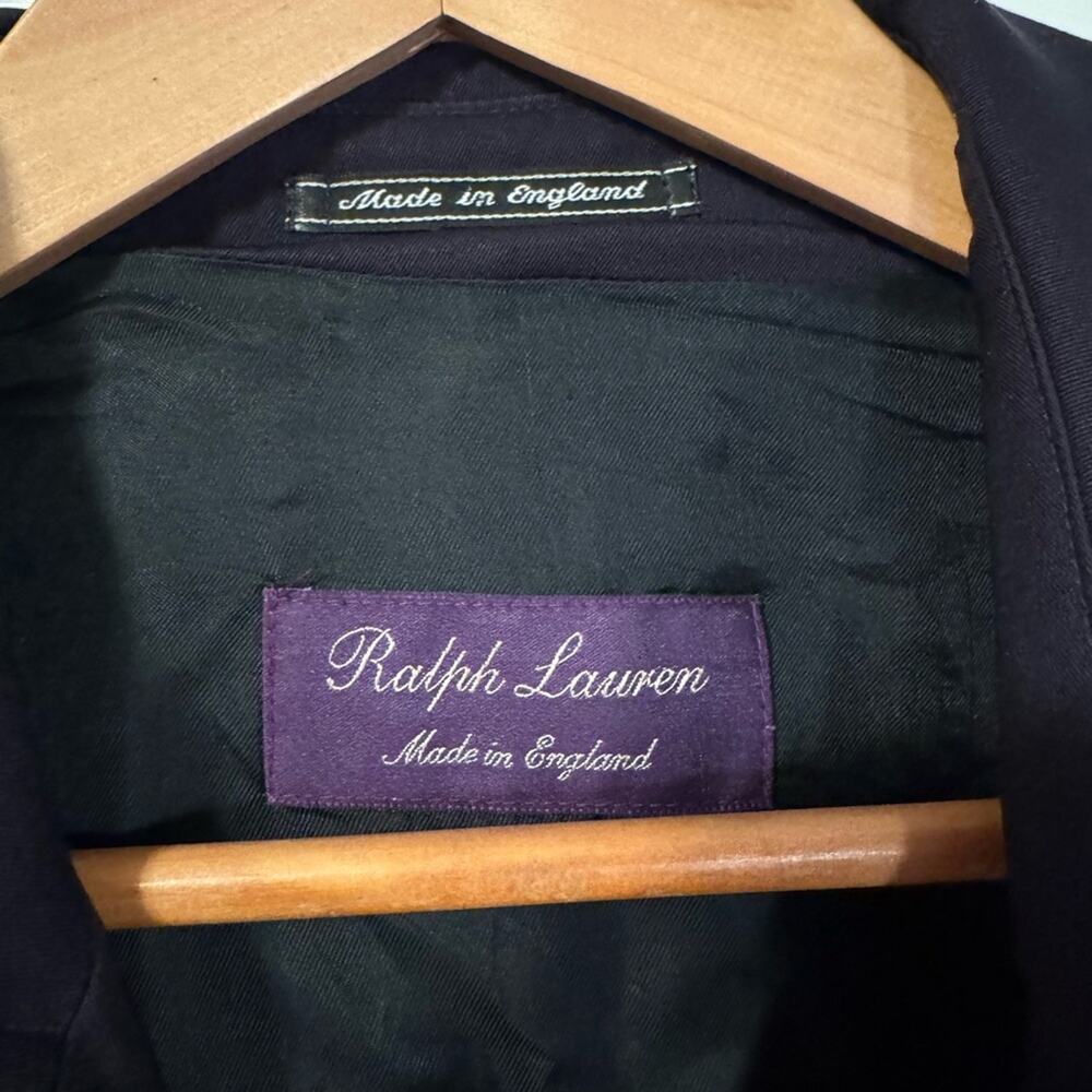 Ralph Lauren Purple Label Wool Trench Coat With Leather Buckles - Picture 2 of 16